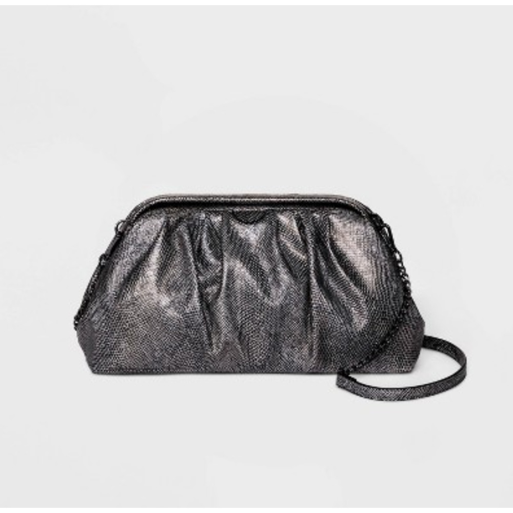 Snake Print Metal Clasp Closure Soft Clutch - A New Day - Removable Strap - NWT